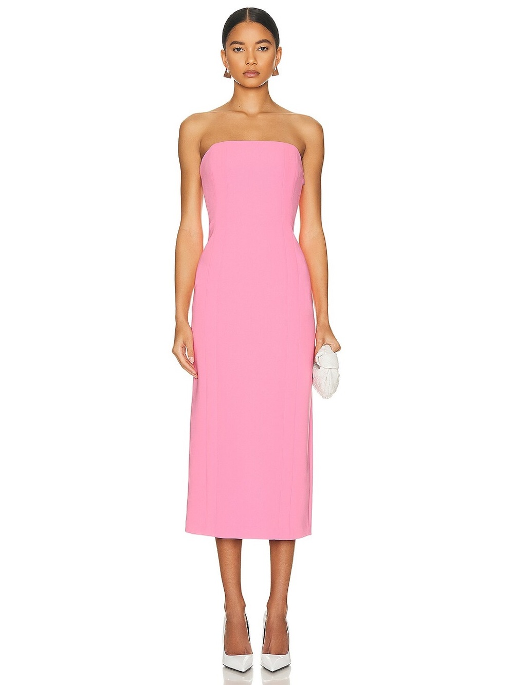 A.L.C. Elizabeth Strapless Midi Dress in Grapefruit Pink Sz 4